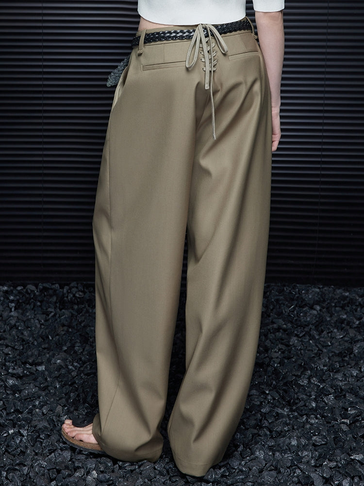 Back Waist Lace-Up Wide Pants_BDHL6970