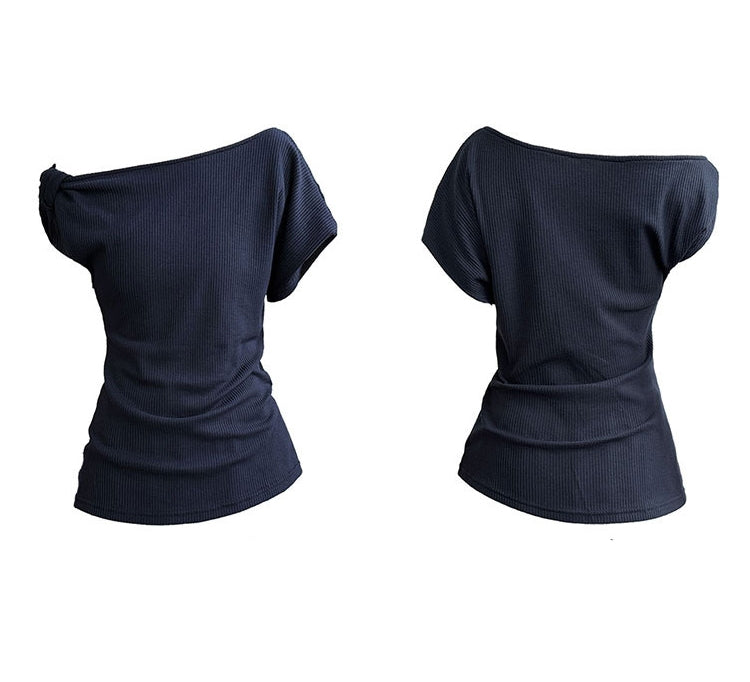 Diagonal Shoulder Twist T-Shirt_BDHL7529