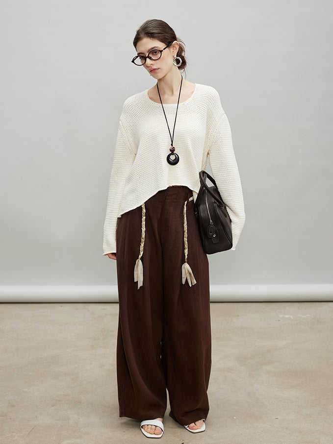 Round Neck Short Knit Tops_BDHL7187