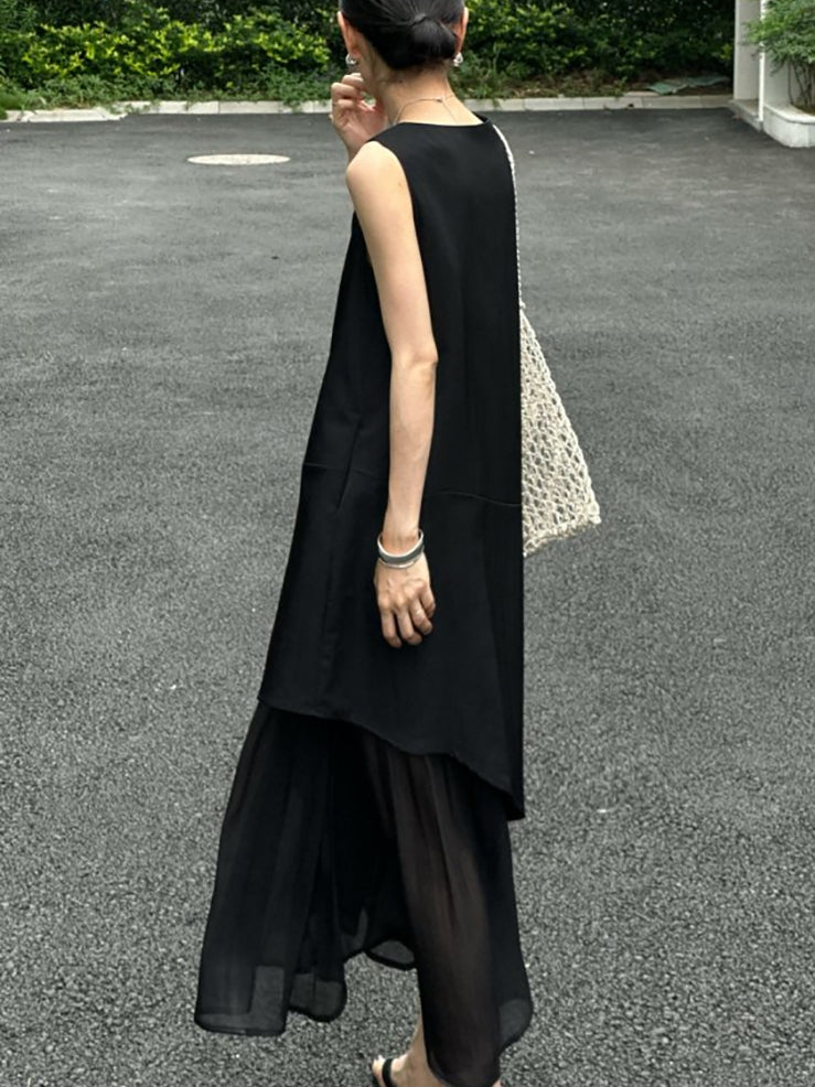 Splicing Fishtail Sleeveless Dress_BDHL7528