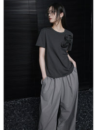 Round-neck loose-fitting short-sleeved T-shirt_BDHL5850