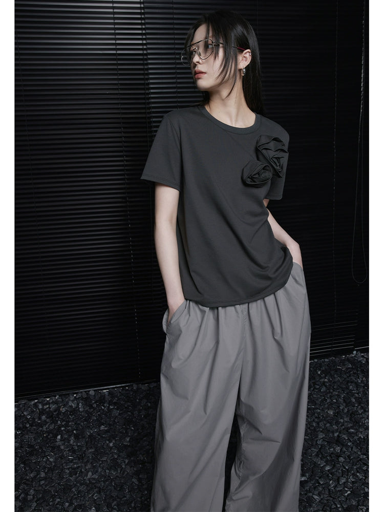 Round-neck loose-fitting short-sleeved T-shirt_BDHL5850