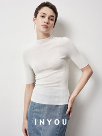 Half-Turtleneck Skinny Tops_BDHL6358