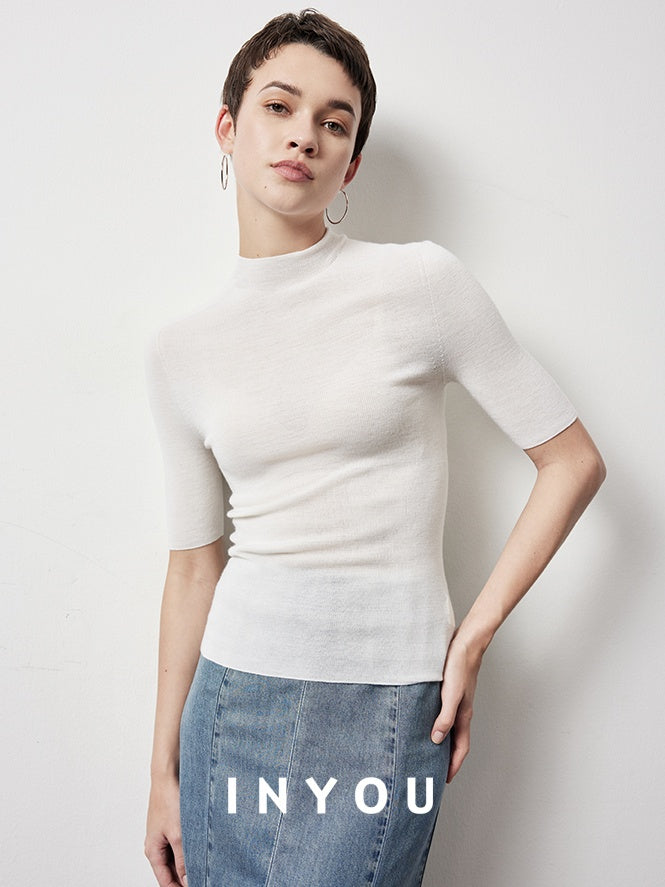 Half-Turtleneck Skinny Tops_BDHL6358