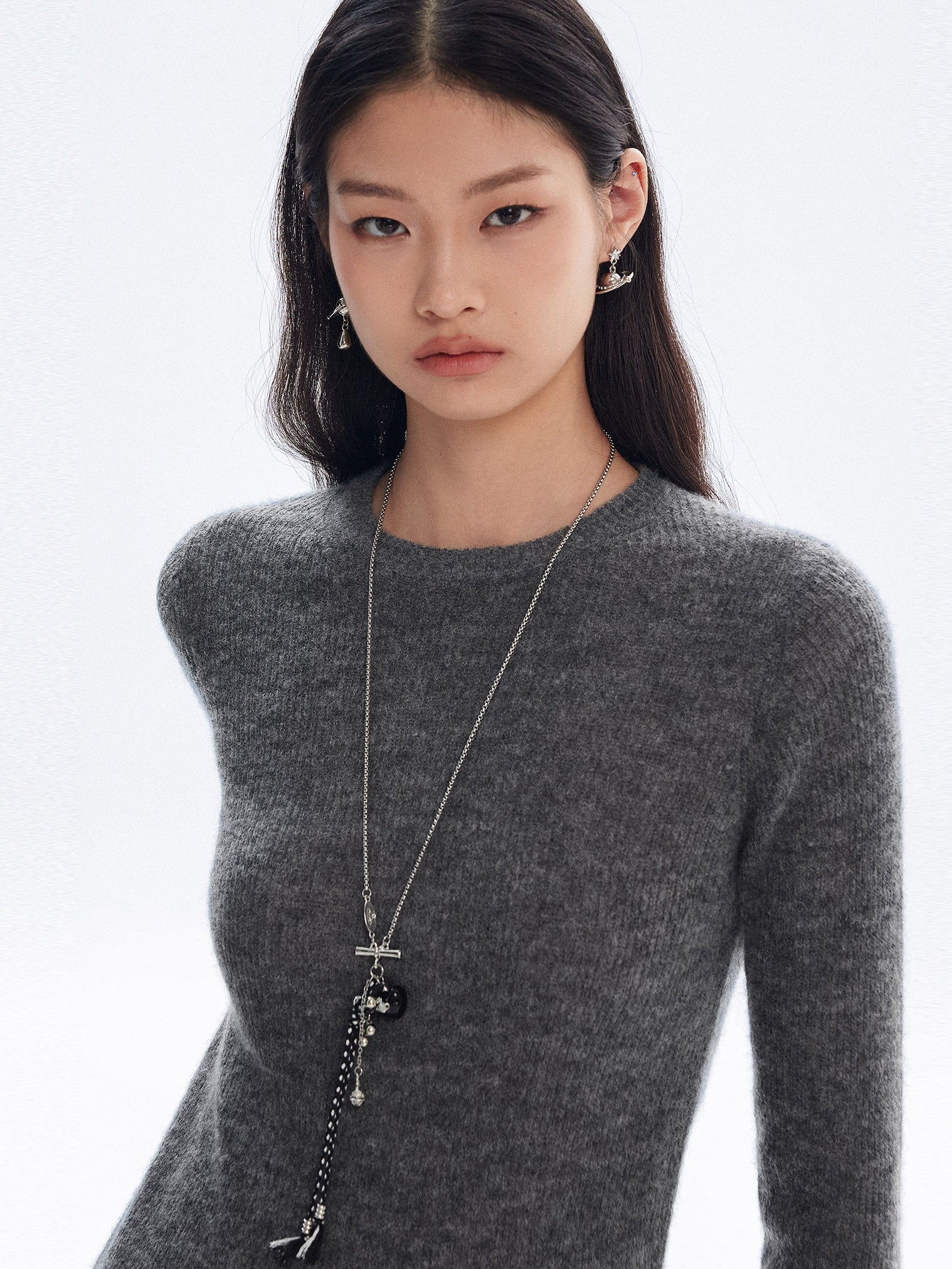 Irregular Frayed Hem Knit Tops_BDHL8146