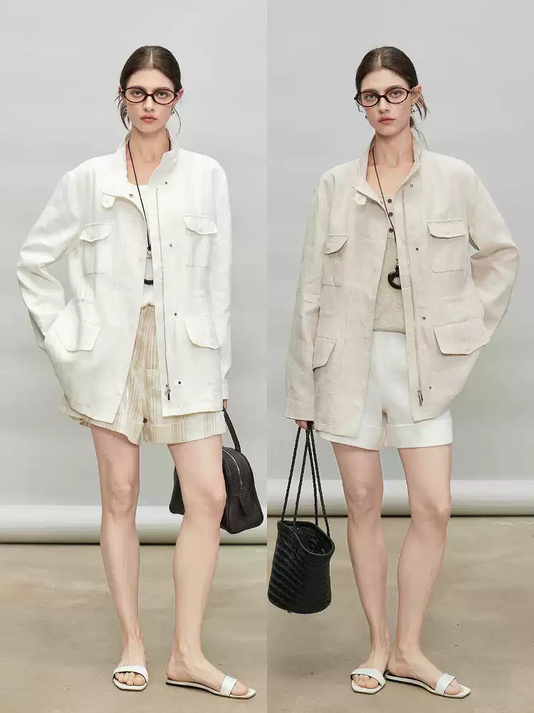 Stand-Up Collar Shirt Jacket_BDHL7278