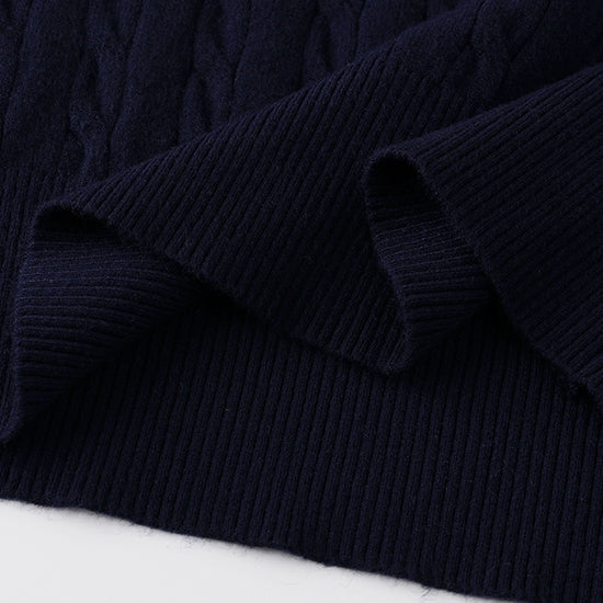 Polo-Collar Cable Knit Tops_BDHL7782