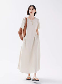 Back Bow Tie Loose Dress_BDHL6235