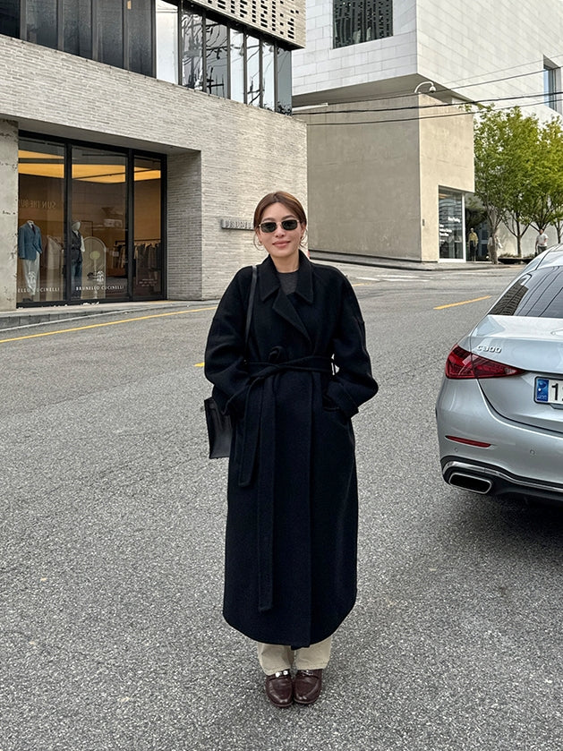 Black Relaxed-Fit Long Coat_BDHL7920