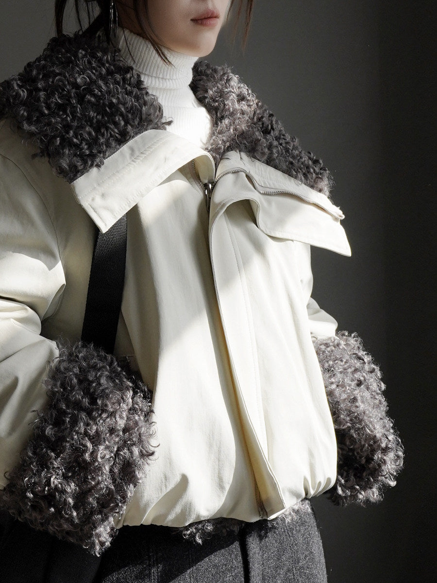 毛絨內襯拉鍊短外套_BDHL8067