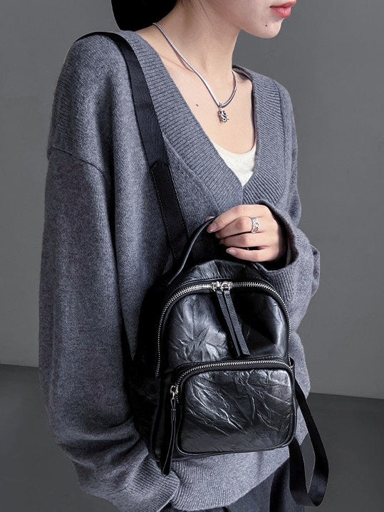 Lightweight Compact Leather Backpack_BDHL8094