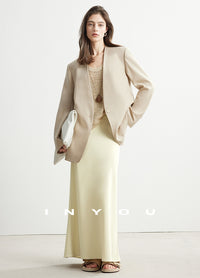 Collarless V-Neck Suit Jacket_BDHL6949