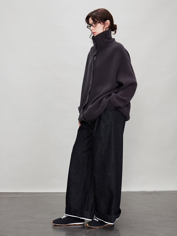 厚針織長版翻領開襟衫_BDHL7942