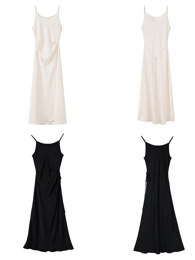 Pleated Textured Slip Dress_BDHL6323