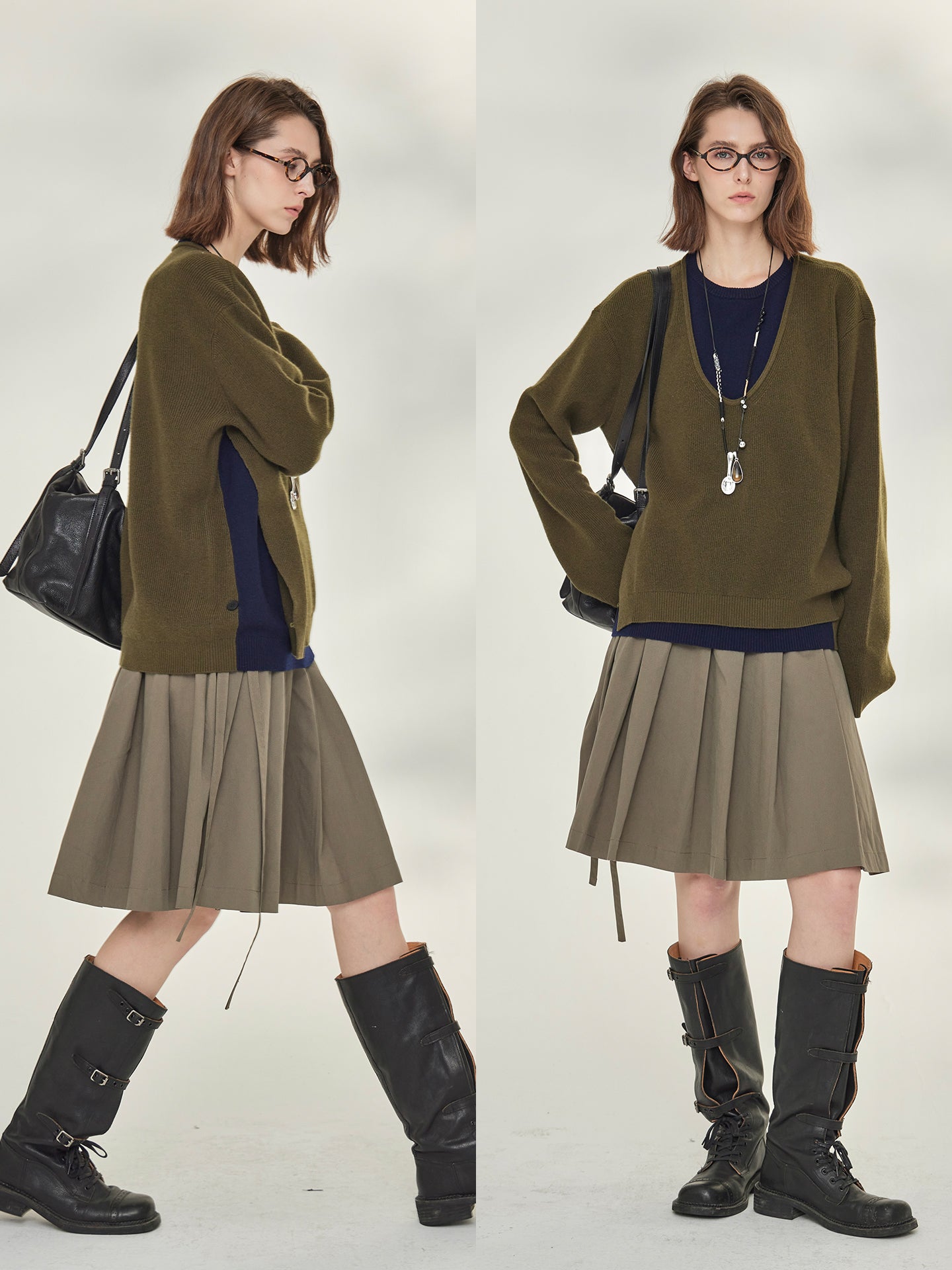 Two-Piece Style U-Neck Knit Tops_BDHL7746