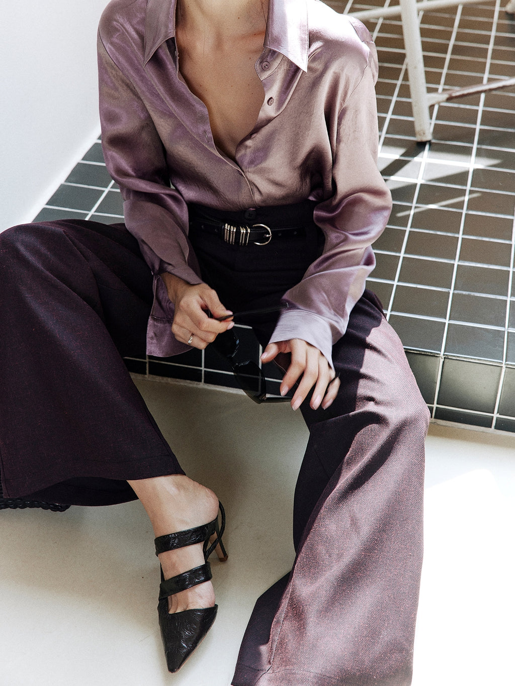 Purple Textured Suit Pants_BDHL8002