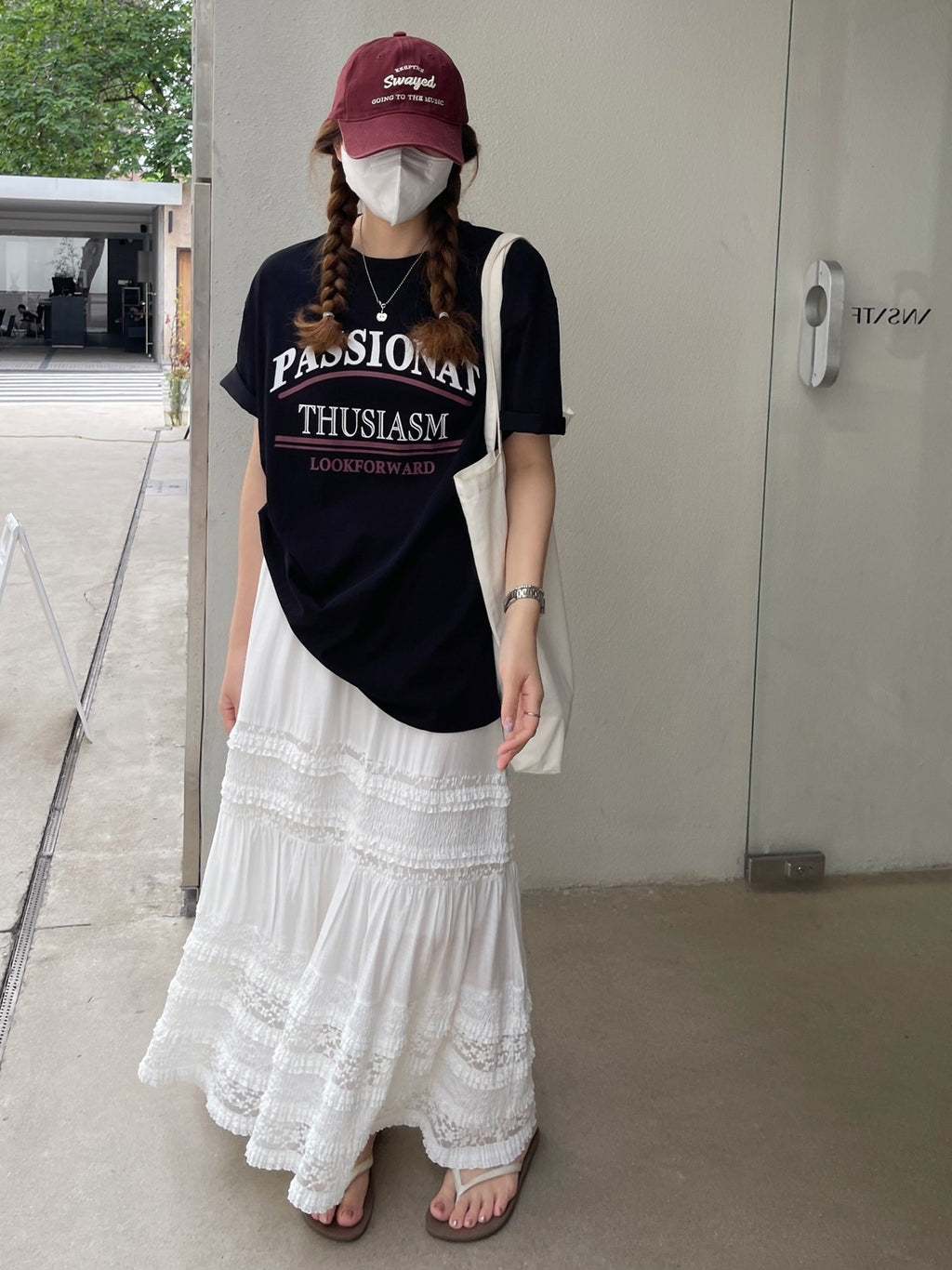Lace Tiered White Skirt_BDHL7612