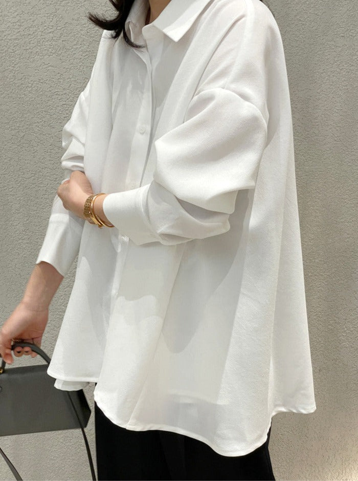 Long Sleeve Chiffon Cape Shirt_BDHL6283