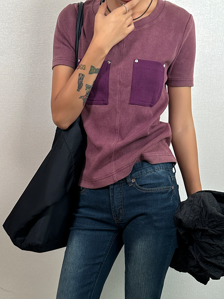 Round Neck Pocket T-Shirt_BDHL6343