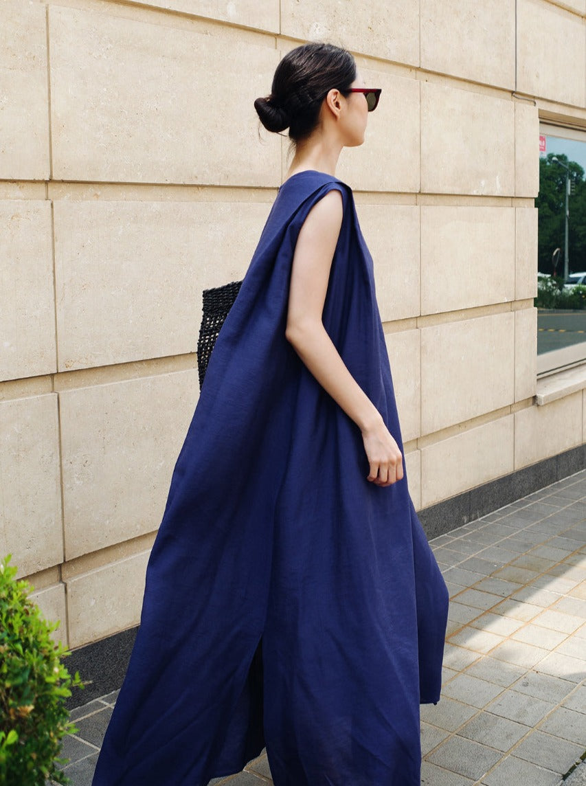 Loose Slit Sleeveless Dress_BDHL6266