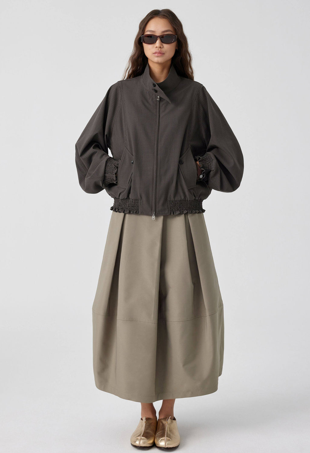 Pleated Bubble Long Skirt_BDHL8168