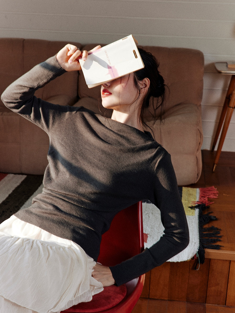 Asymmetrical One-Shoulder Knit Tops_BDHL7997