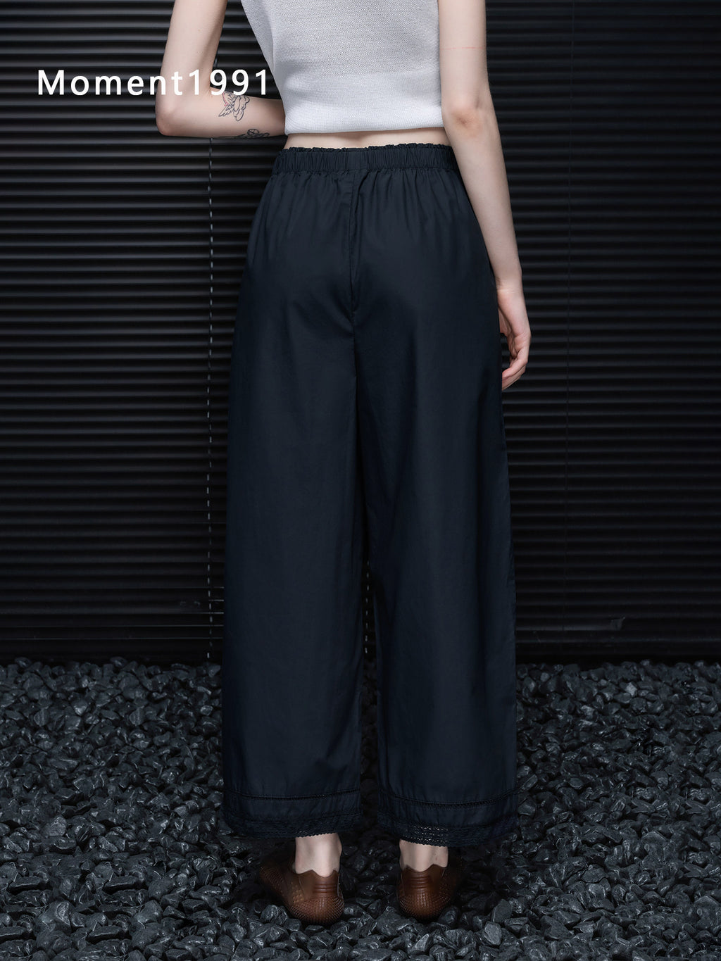 Cotton Elastic Waist Wide-Leg Pants_BDHL8346