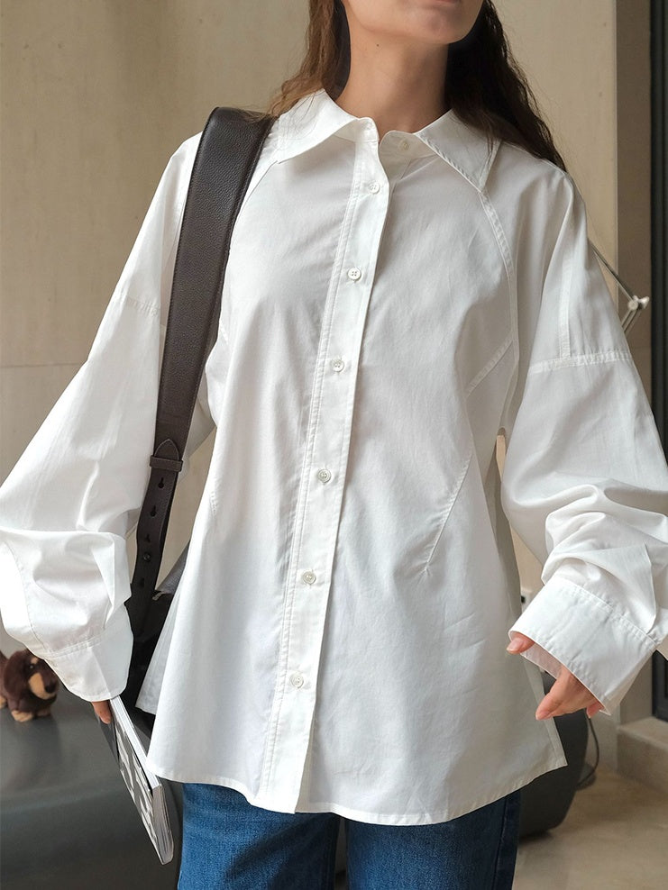 White Balloon Sleeve Shirt_BDHL6537