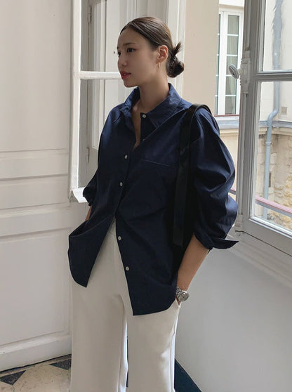 Oversized Pocket Long Sleeve Shirt_BDHL6269