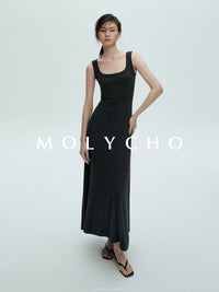 Square Neck Sleeveless Dress_BDHL7397