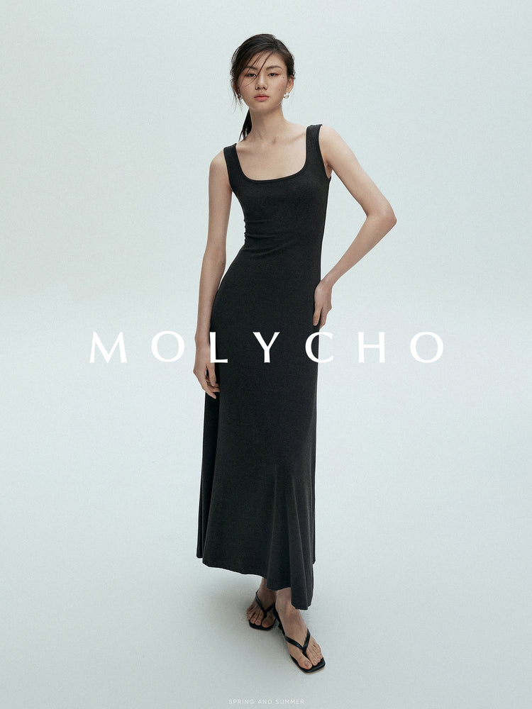 Square Neck Sleeveless Dress_BDHL7397
