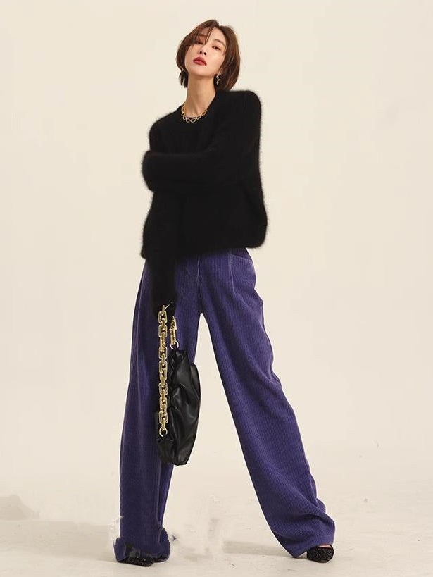 Fluffy Round Neck Sweater_BDHL6831
