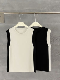 Contrast Color Sleeveless Tops_BDHL6223