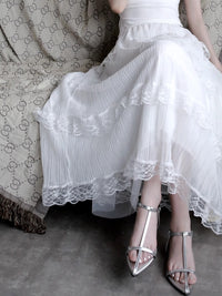 Mesh Lace Medium Length Skirt_BDHL7417