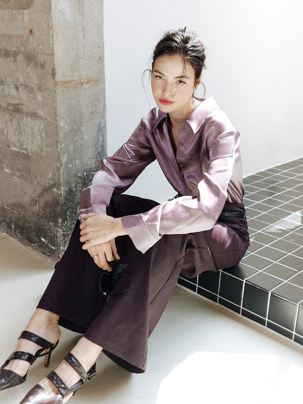Purple Textured Suit Pants_BDHL8002