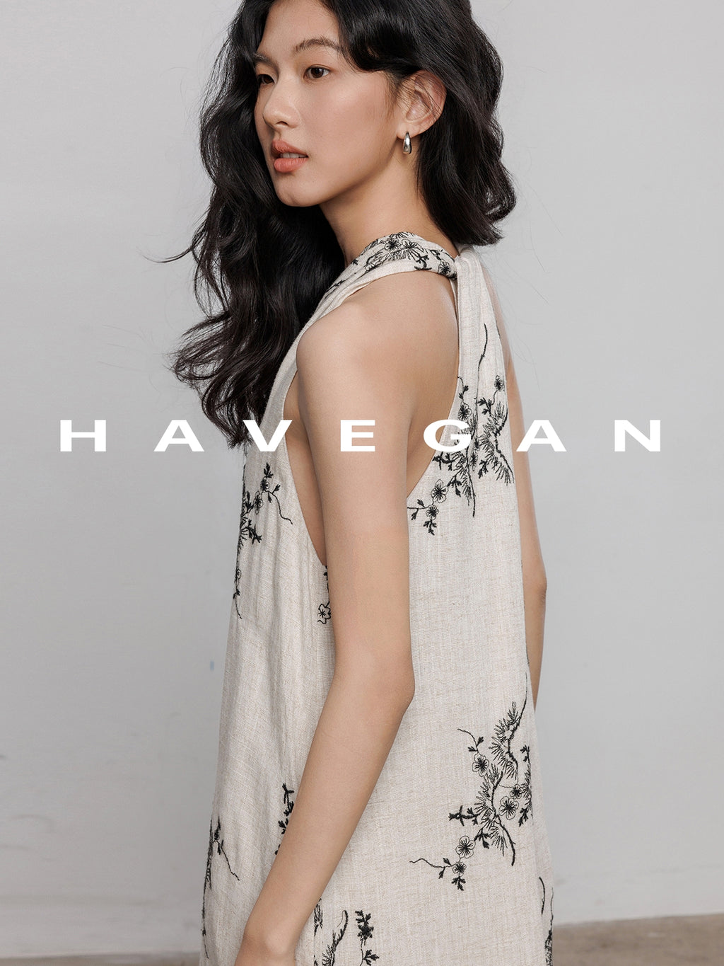 Embroidered V-Neck Sleeveless Dress_BDHL7236