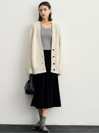 Loose Silhouette V-Neck Cardigan_BDHL6542