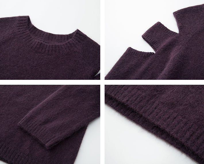 Purple Shoulder Cut-out Sweater_BDHL6746