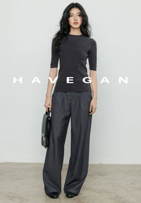 High Neck Slim Knit Tops_BDHL7230