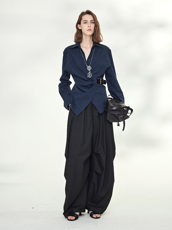 Asymmetrical Waist Belt Shirt_BDHL7789