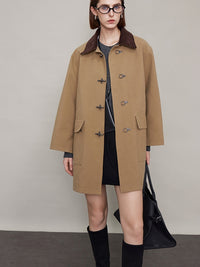 Retro Corduroy Collar Long Jacket_BDHL6607