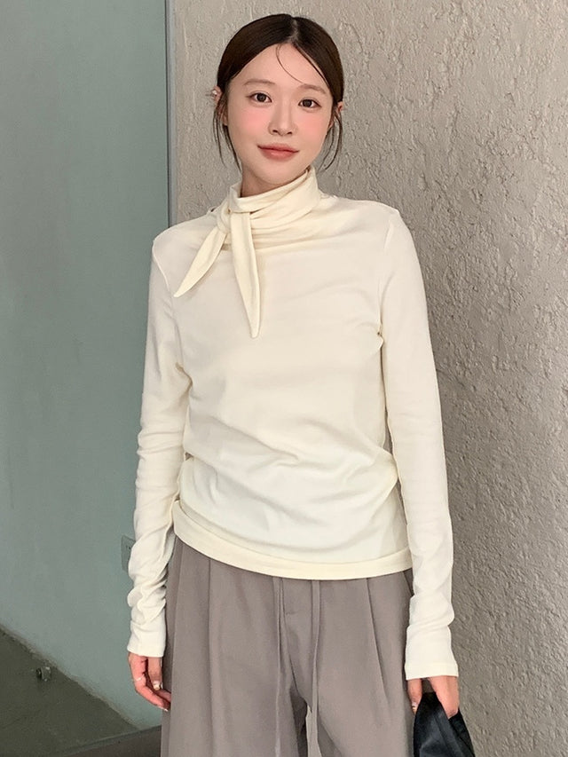 Half Turtleneck Knit With Tie_BDHL6437