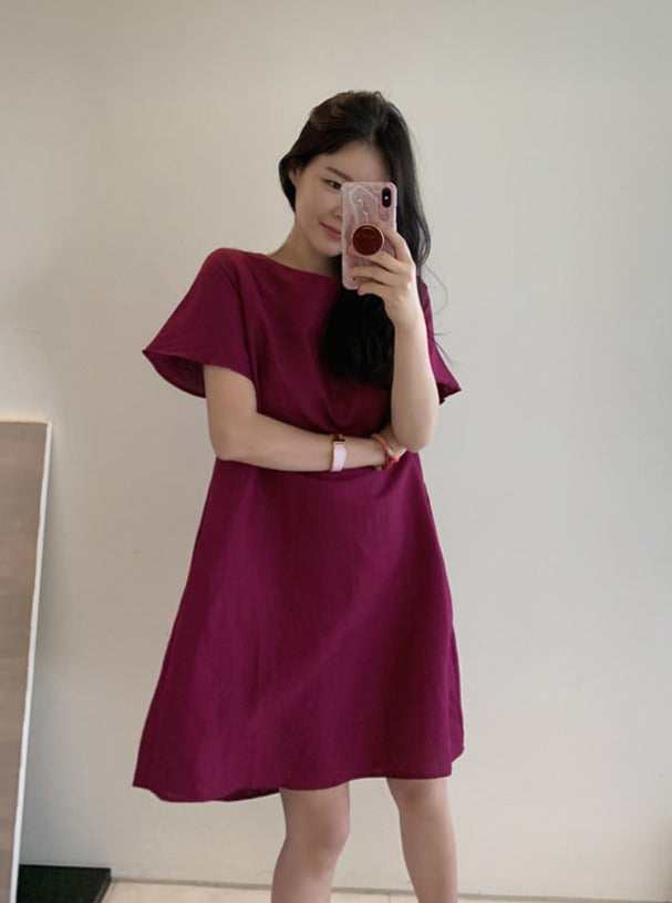 Short Sleeve Midi Length Dress_BDHL6274