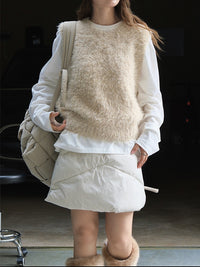 Fluffy Shaggy Round Neck Teddy Vest_BDHL6524