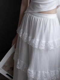 Mesh Lace Medium Length Skirt_BDHL7417