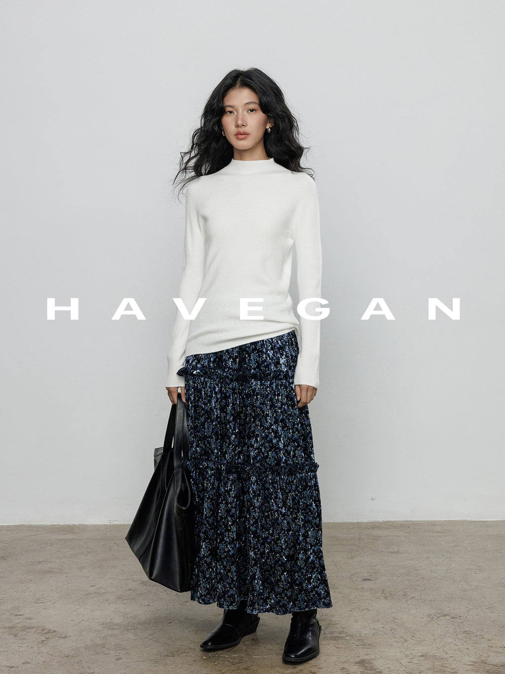 Retro Floral Print A-Line Skirt_BDHL7897