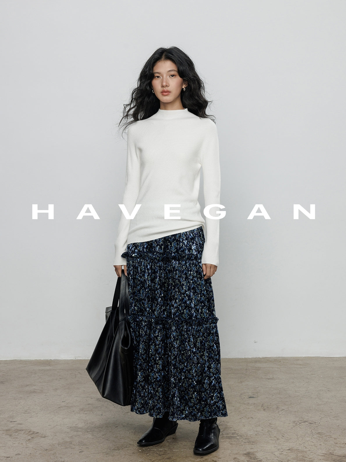 Retro Floral Print A-Line Skirt_BDHL7897