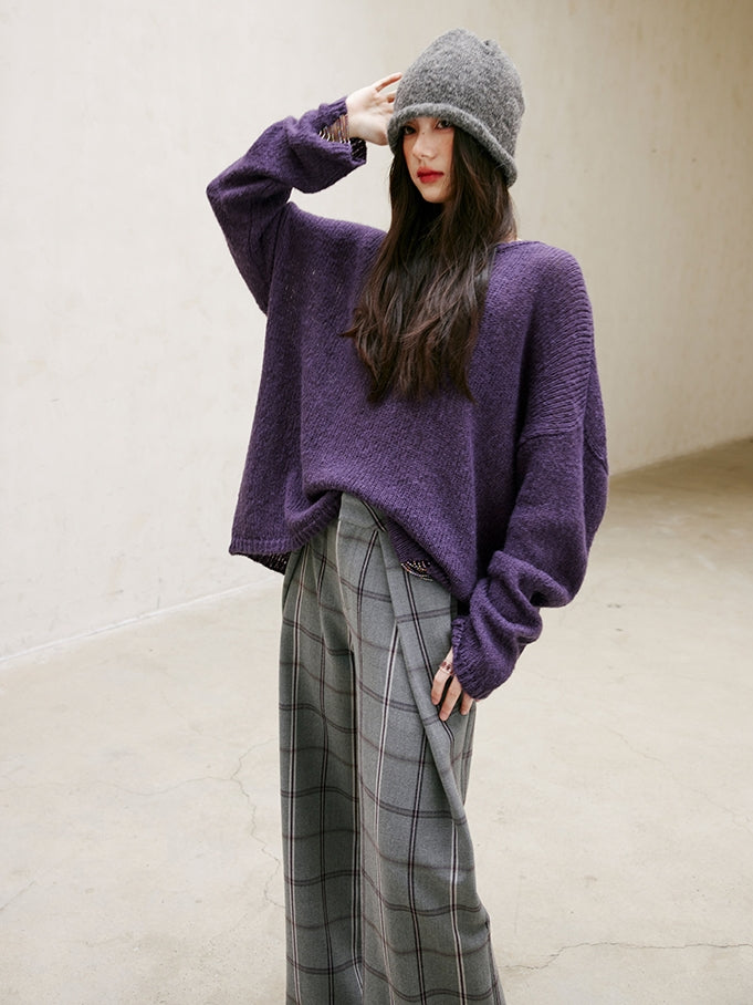 Relaxed Tucked Chequered Pants_BDHL6749