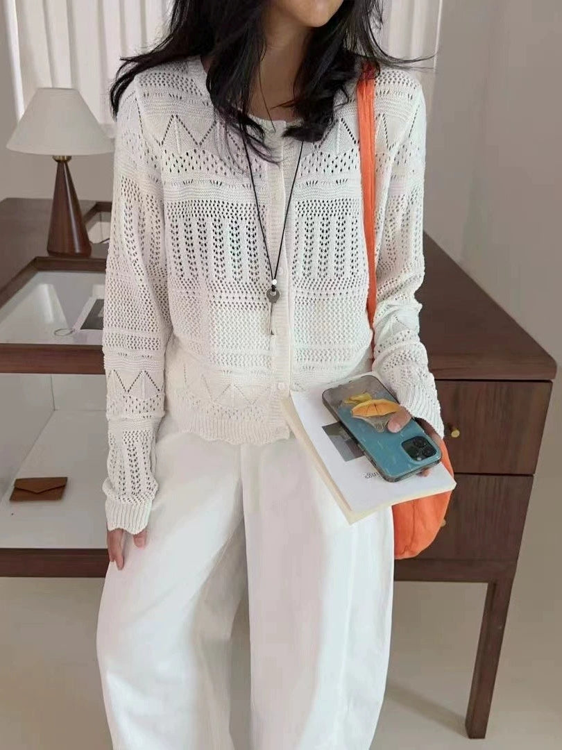 Hollow Knit Short Cardigan_BDHL7741