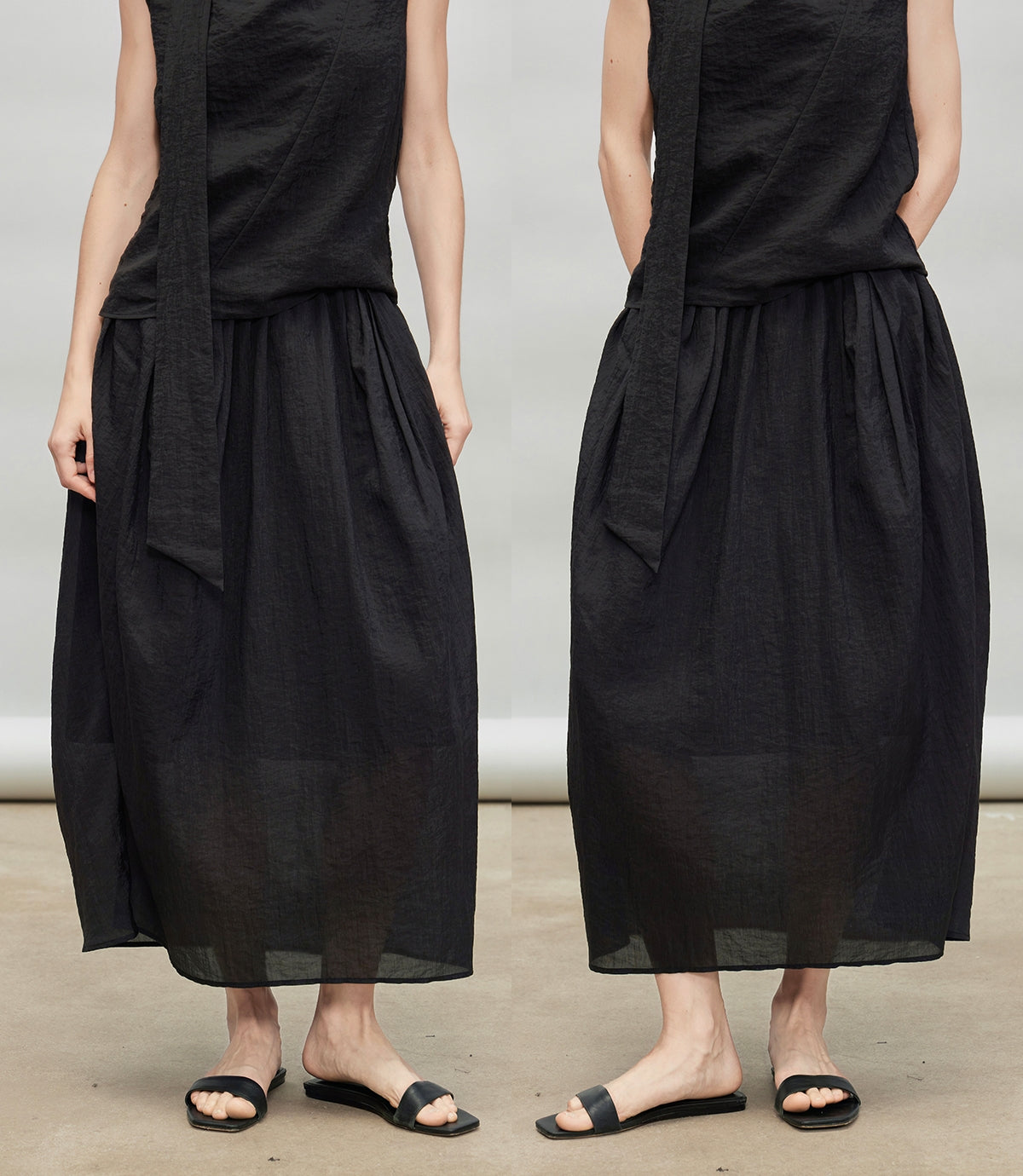 Ribbon Tie Sleeveless Tops Or Bud Skirt_BDHL7331